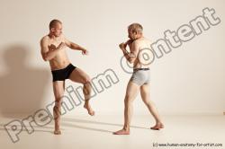 Underwear Martial art Man - Man White Moving poses Slim Short Blond Dynamic poses Academic